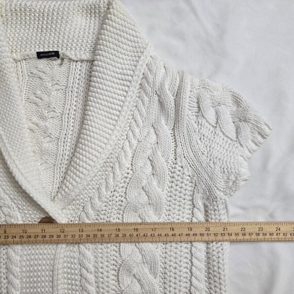 Magaschoni Womens Chunky Cable Knit Fisherman Cottage Coastal Cardigan Sweater L - Picture 9 of 10